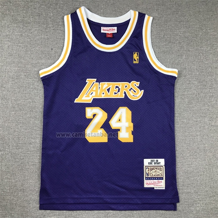 Camiseta Nino Los Angeles Lakers Kobe Bryant #24 Mitchell & Ness 2007-08 Violeta